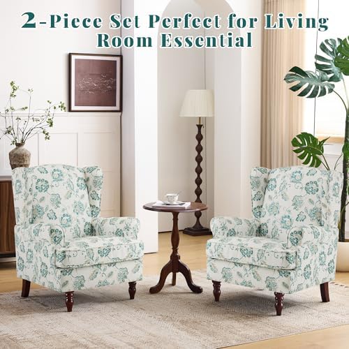 EROMMY Floral Accent Chair, Comfortable High Back Upholstered Armchair with S...