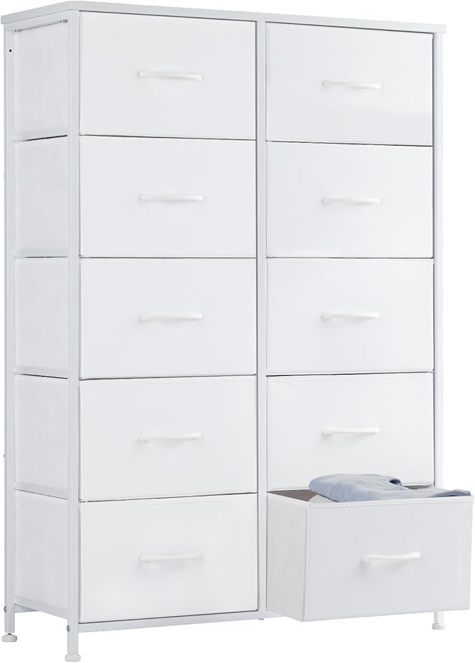 Sweetcrispy 10 Drawer Fabric Dresser Tall Chest Storage Organizer Tower by Sweetcrispy