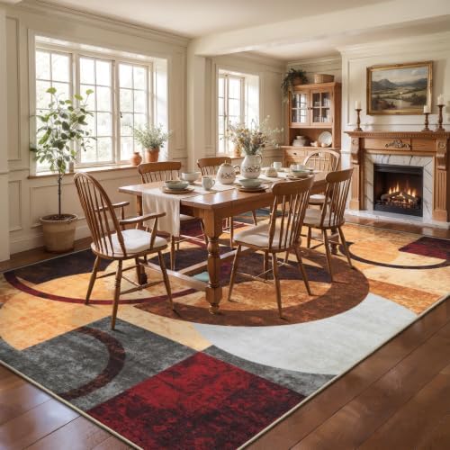 Ciicool 8x10 Area Rugs for Living Room, Soft Abstract Washable Rug Brown