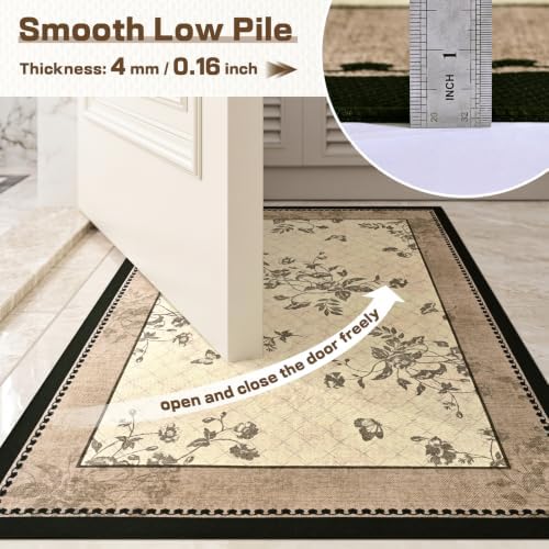 DweIke Easy Jute Outdoor Patio Rug, 4x6 Washable Rugs for Entryway Indoor Liv...