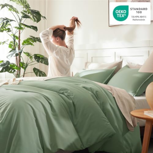 Litanika Comforter Full Size Sage Green, 3 Pieces Lightweight Solid Bed Set