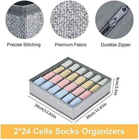 Joyoldelf Sock Drawer Organizer Underwear Organizer, 24 Cell Collapsible Closet - Image 5