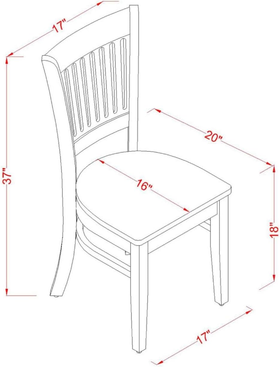East West Furniture VAC-OAK-W Vancouver Kitchen Dining Chairs - Slat Back Woo...