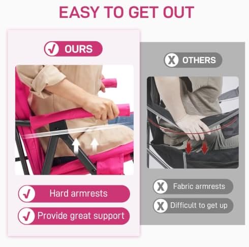 EVER ADVANCED Oversized Folding Rocking Camping Chair, Padded
