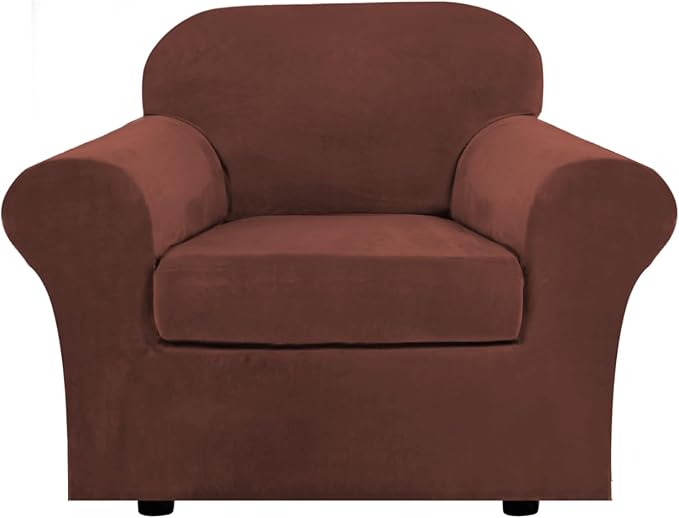 H.VERSAILTEX Rich Velvet Stretch 2 Piece Cover Chair Slipcover Sofa Cover by HVERSAILTEX