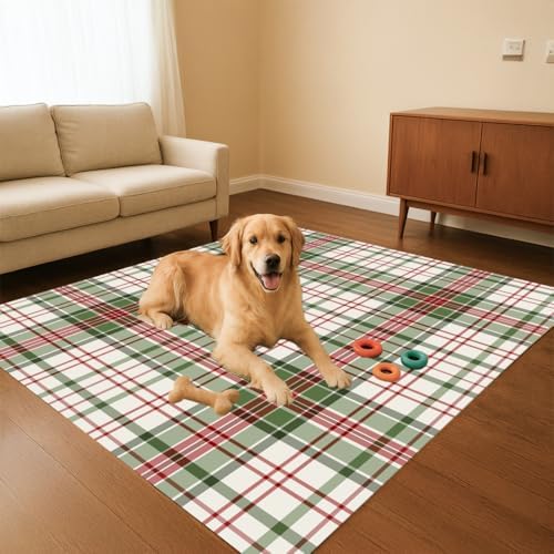 Muddy Mat® Plaid 5x7 Washable Area Rugs for Living Room, Bedroom & Dining...