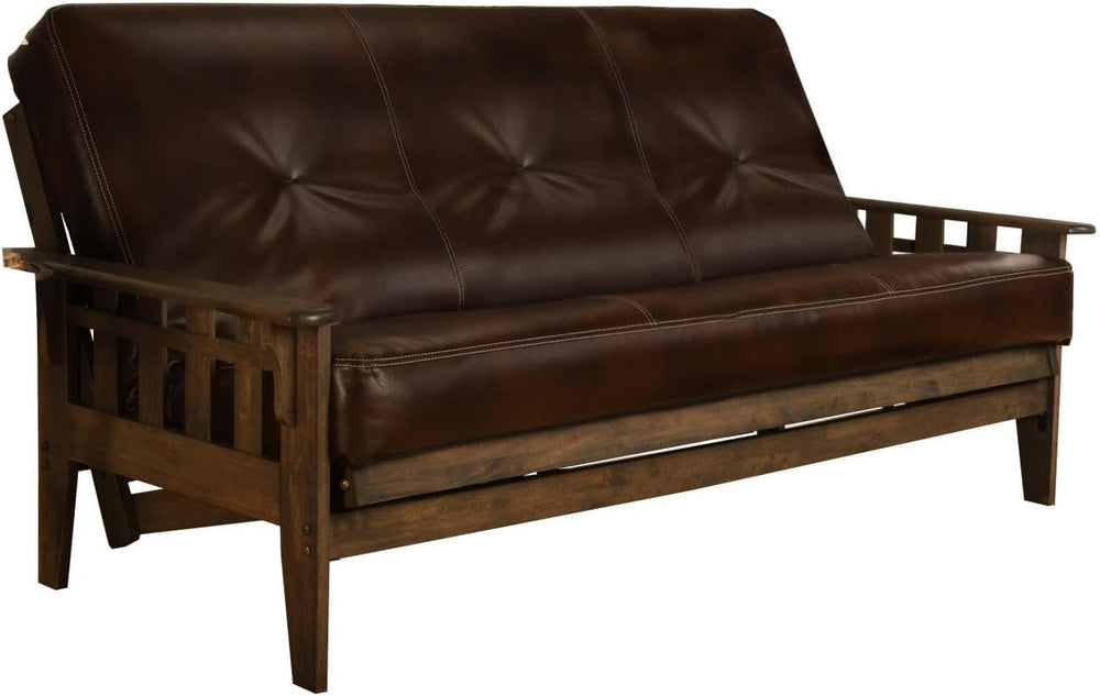 FutonX Rustic Walnut Frame and Mattress Set with Choice to add Drawers, 8 Inc...