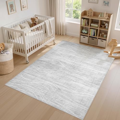 WITSHOCK 10x12 Area Rug Washable Modern Rugs for Living Room, Light Grey
