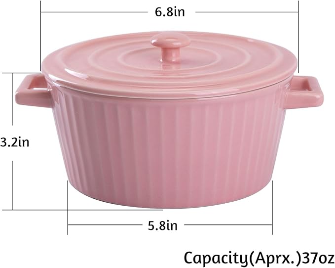 WHJY Pink Ceramic Casserole Dish - Image 2