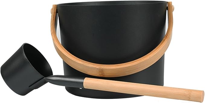 Sauna Bucket and Ladle Set, 1.85 Gallons Large Aluminum Sauna Bucket by BWWNBY