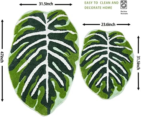 Kids Rug Green Leaf Area Rug for Nursery Cute Bath Mat Non Slip Small Preppy ...