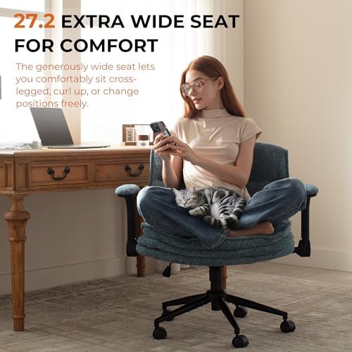 Dowinx Criss Cross Chair with Adjustable Flip-up Arms and Wheels, Comfort Erg...