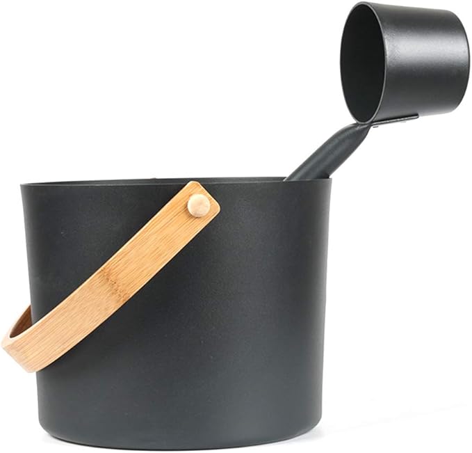 Sauna Bucket and Ladle Set, 1.85 Gallons Large Aluminum Sauna Bucket