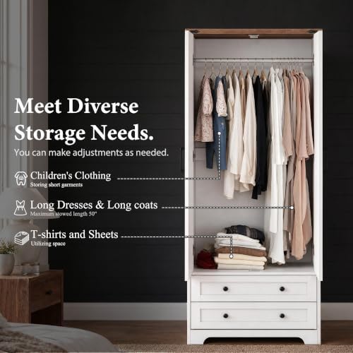 Yechen 71" Wooden Armoire Wardrobe Closet Set of 2, 4 Doors & 4 Drawers
