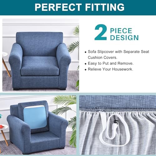 KRFOONN 2 Piece Chair Covers Armchair Sofa Couch Slipcover, Small, A1