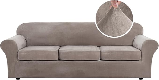 H.VERSAILTEX Velvet 4 Piece High Stretch Sofa Slipcover Cover Furniture by HVERSAILTEX
