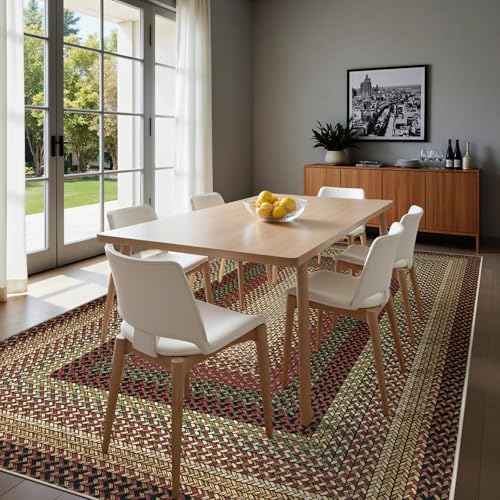 Ileading Faux Braided Large Area Rug 8'x10' Washable Farmhouse, No-Sh...