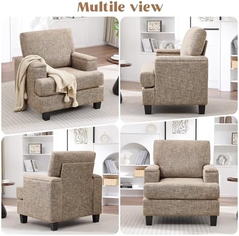Accent Chairs with Armrest Storage, Modern Reading Chairs, Upholstered Comfy ...