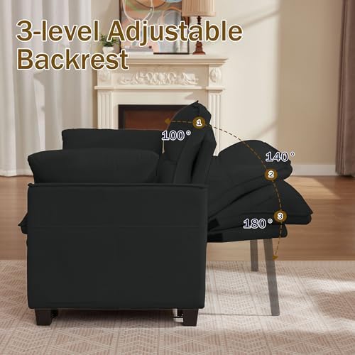 Convertible Sofa Bed, Loveseat Sleeper Sofa with Pull Out Bed and Adjustable ...