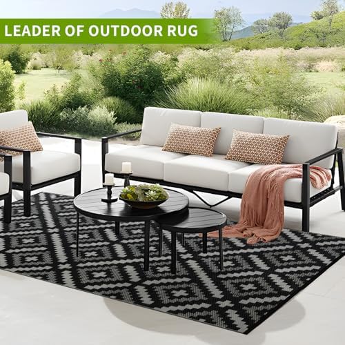 YONILE Outdoor Rug 6x9 ft Waterproof, Reversible Outdoor Plastic Straw Rug
