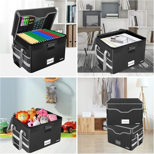 DocSafe Fireproof Document Box with Lock, File Storage Organizer with Mesh Po...