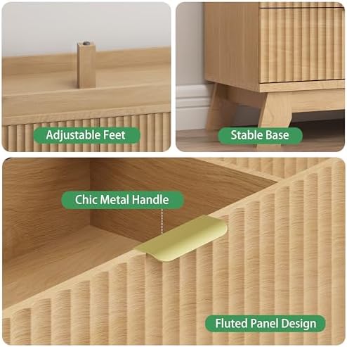 Fluted Dresser for Bedroom with 6 Drawers, 48" Wide Modern Chest of Draw...