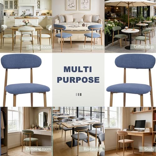 FREKEN Modern Upholstered Dining Chairs Set of 6, Mid-Century Metal Frame wit...
