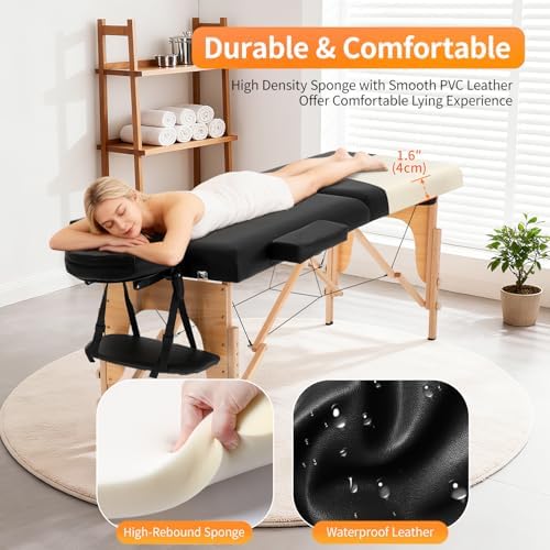 BestMassage Massage Bed Portable Folding Massage Table 24" Wide,Black
