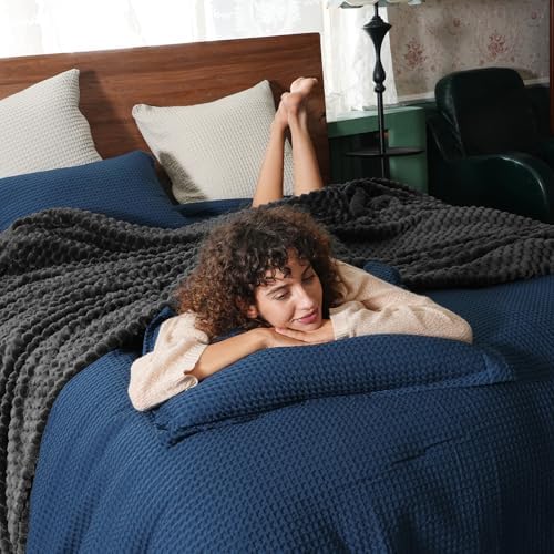 PHF Soft Cozy Fleece Blanket King, 340GSM Lightweight Warmth, Dark Grey