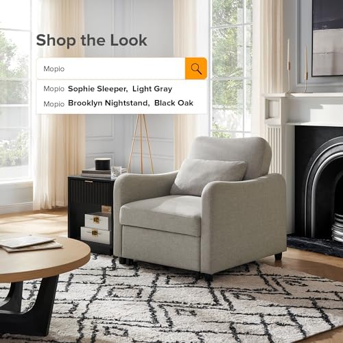 mopio Sophie Sleeper Chair, Sofa Bed, Accent Chair (Light Gray Fabric)