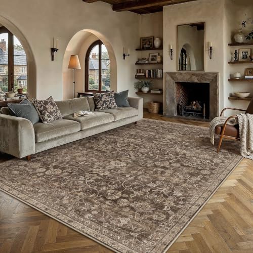 HUGEAR Brown 8x10 Area Rugs for Living Room Vintage Washable Rug