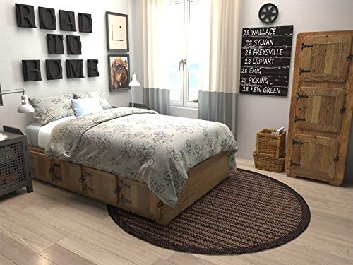 Unique Loom Outdoor Border Collection Area Rug - Checkered (6' Round, Bro...