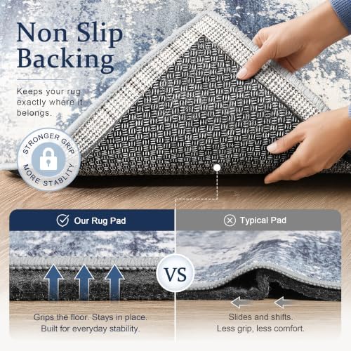 5x7 Non Slip Rug Pad Gripper Cushioned Carpet Pads | Ideas for Hardwood Floors, Thick Felt Liner with Silicone Backing, Under Area Rugs Anti Skid Mat Keep Rugs in Place and Safe