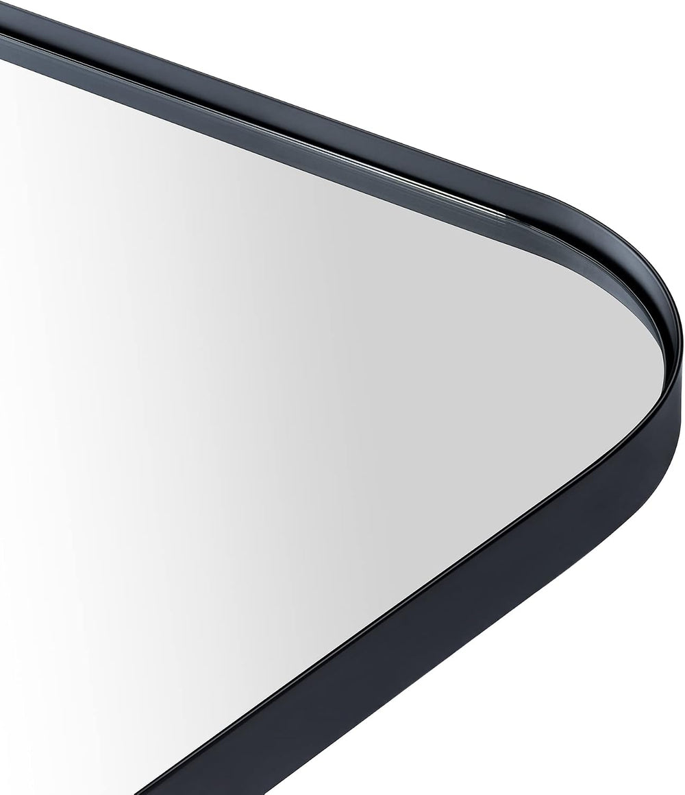 22 x 30 Black Asymmetrical Irregular Mirror Matt Black Metal Framed Accent Mi...