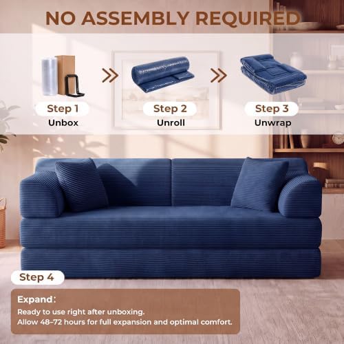 79" High‑Back Convertible Futon Sofa Bed, Boneless Couch for Living Room