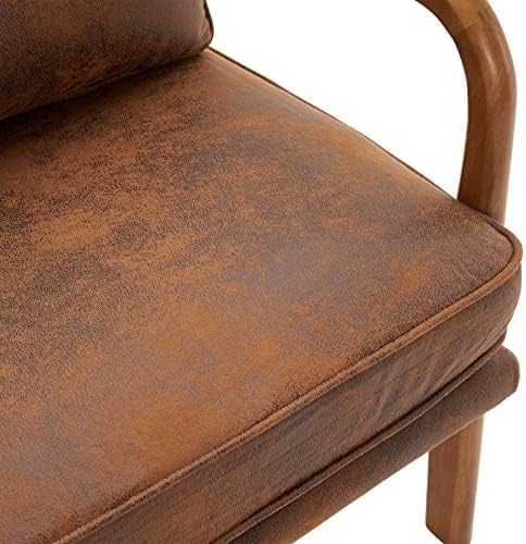 Bonnlo Microfiber Rustic Mid Century Modern Accent Chair, Soild Wood Padding ...