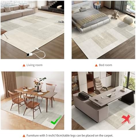 Electric Heated Carpet 35x55in Soft Plush Heating Rug 450W SD