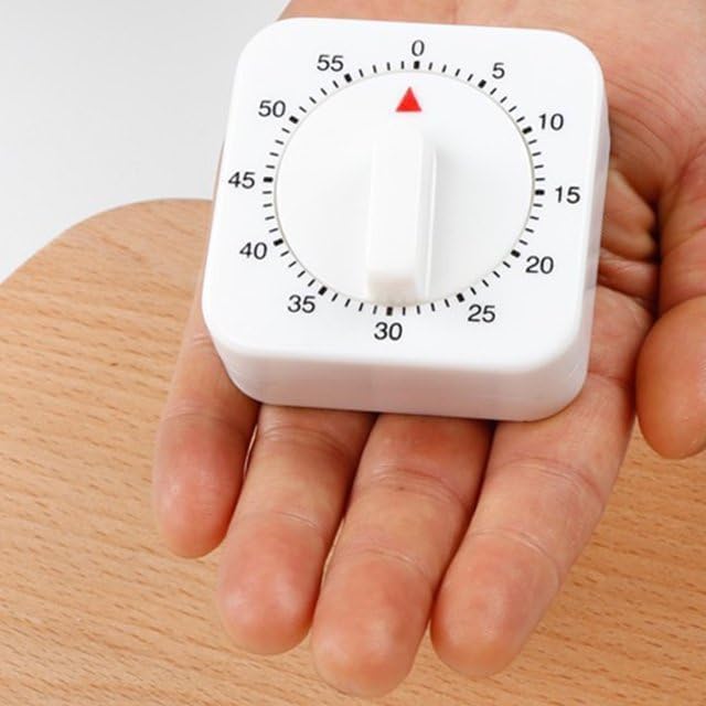 White Timer Clock Square 60-Minute Mechanical Kitchen Timer Wind up Visual - Image 5
