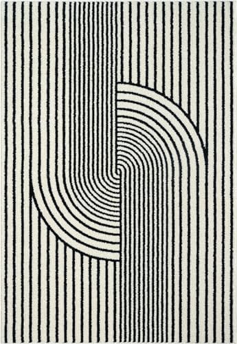 Abani Nuevo Collection Area Rug - Mid-Century Black and White Arch Knot Desig...