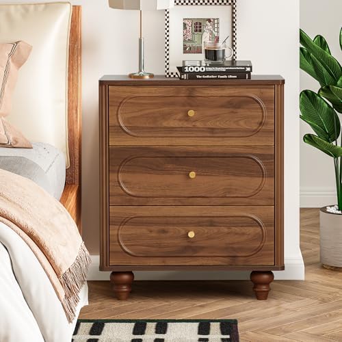 ORRD 3 Drawer Fluted Dresser for Bedroom Set of 2, Mid Century Modern Chest o...