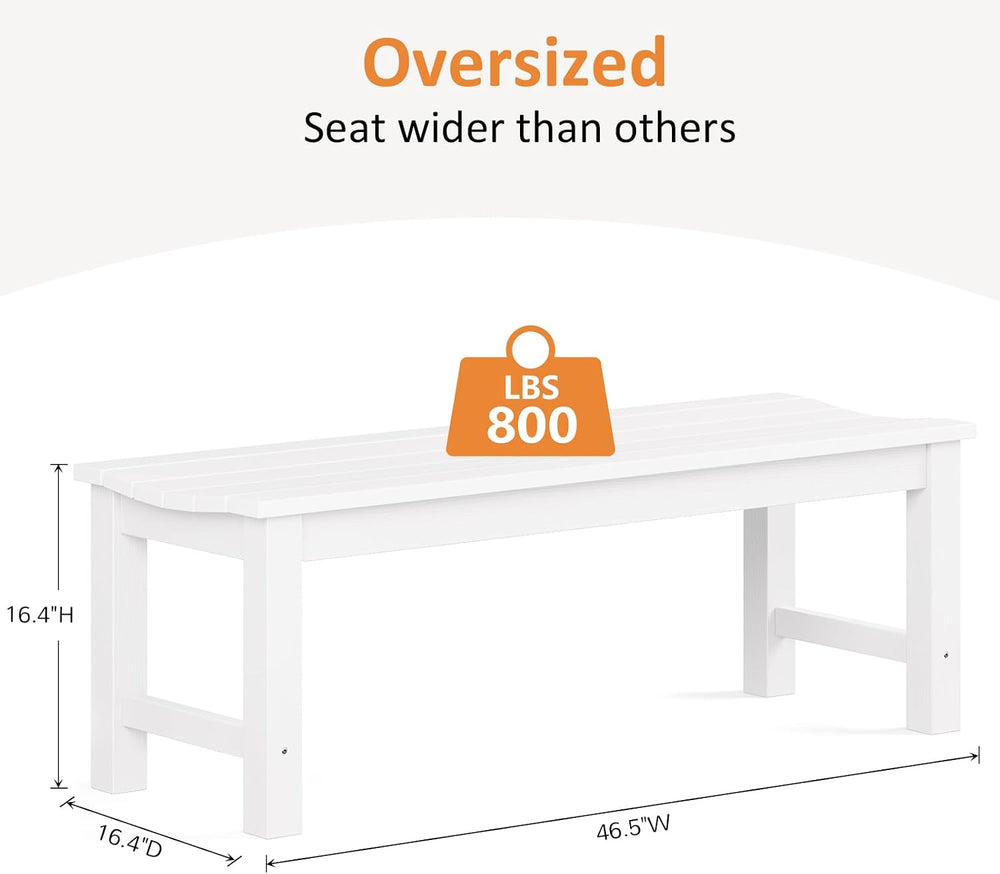 Outdoor Bench, 2-Person Patio Backless Bench Holds up to 800lbs, Weatherproof...