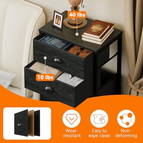 Furnulem Black Dresser for Bedroom, Tall Fabric Chest of Drawers