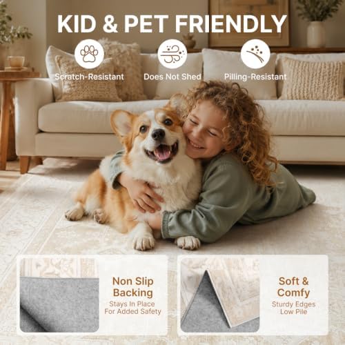 9x12 Area Rugs Washable Large Vintage Rug for Living Room Bedroom