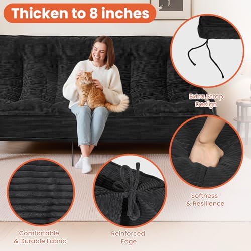 8" Futon Mattress Queen Size, Futons Sofa Bed Sleeper Couch Bed, Folding...