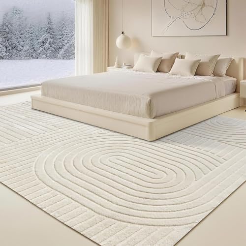 Beige Solid Area Rug 9x12 Large Washable Soft Rugs for Living Room