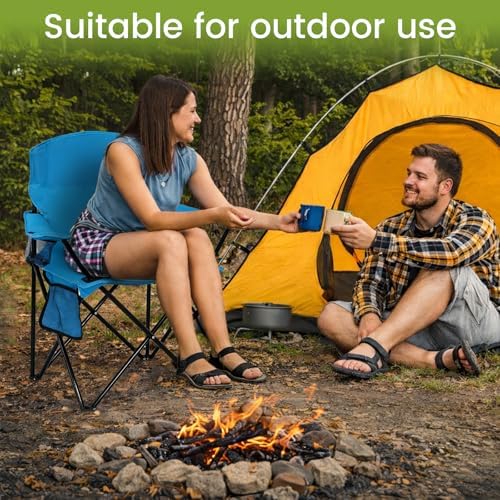 Camping Chair 2 Pack Portable Folding Chair, Supports 300lbs, Light Blue
