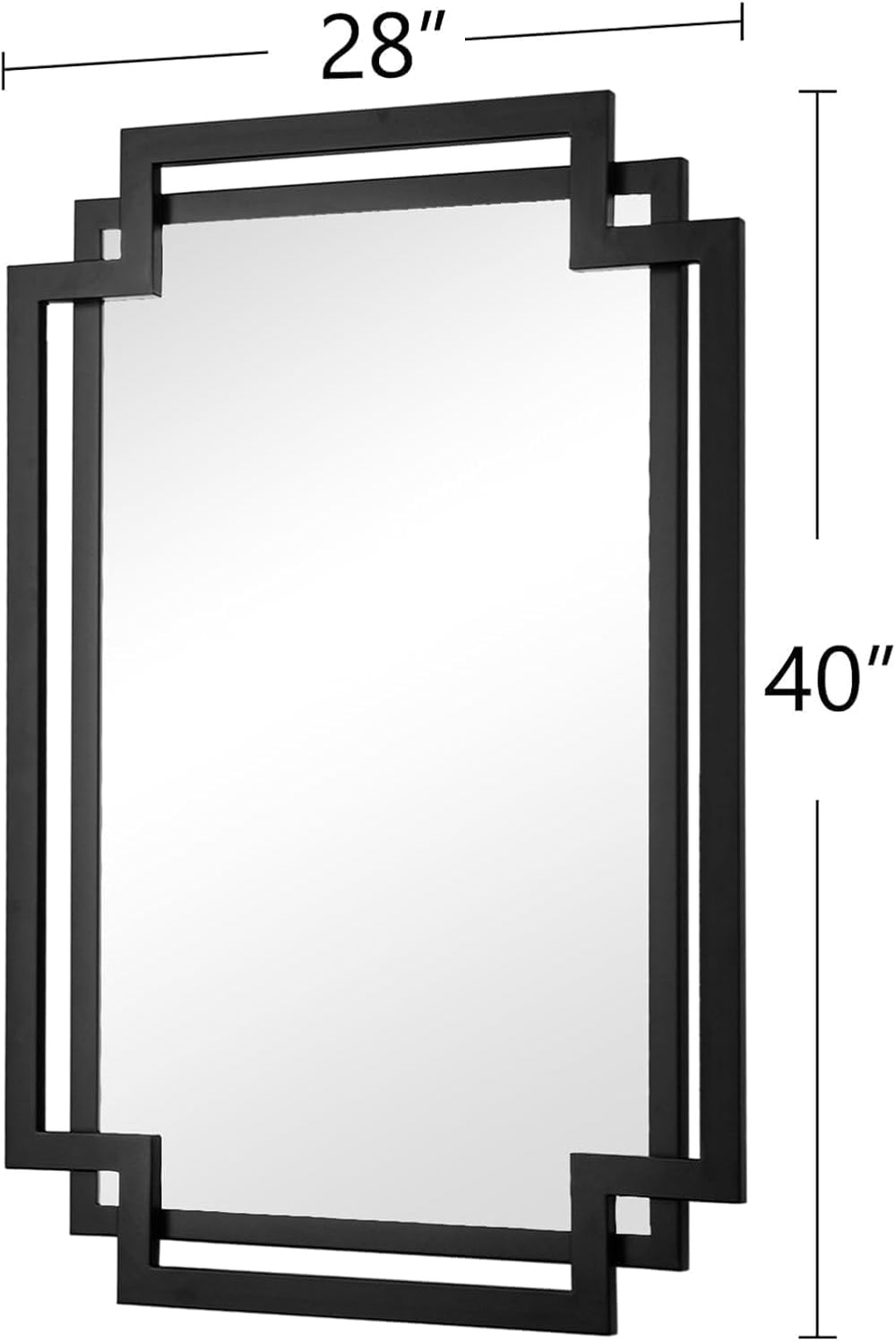 28" x 40" Black Wall Mirror for Decor with Geometric Metal Frame