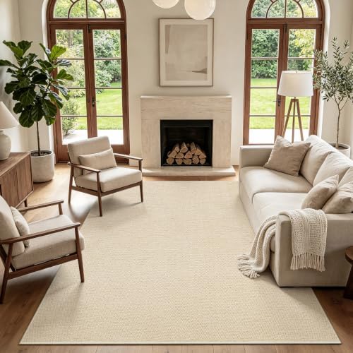 Faux Jute Area Rug 6'x9', Washable & Non-Slip, Off White