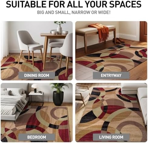 Rugshop Abstract Circles Contemporary Area Rug Multi 7'10" x 10'...