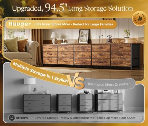 Huuger 94.5 Inch Extra Long Dresser for Bedroom, Large Dresser for Closet